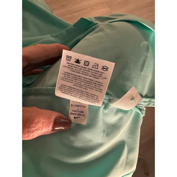 Nike Golf Tour Performance Sleeveless Polo Shirt Mint Green Orange Trim Large - Picture 9 of 10